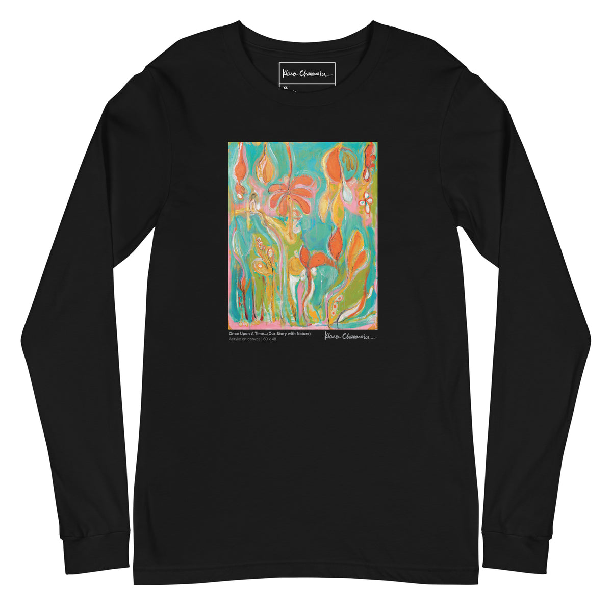 ONCE UPON A TIME... OUR STORY WITH NATURE unisex long sleeve tee in Black – flat front