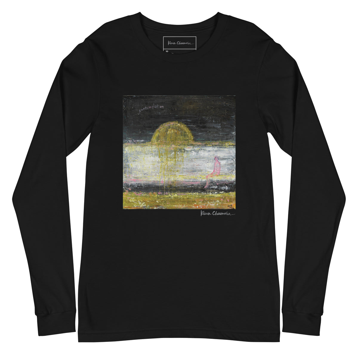CONTEMPLATION unisex long sleeve tee in Black – flat front