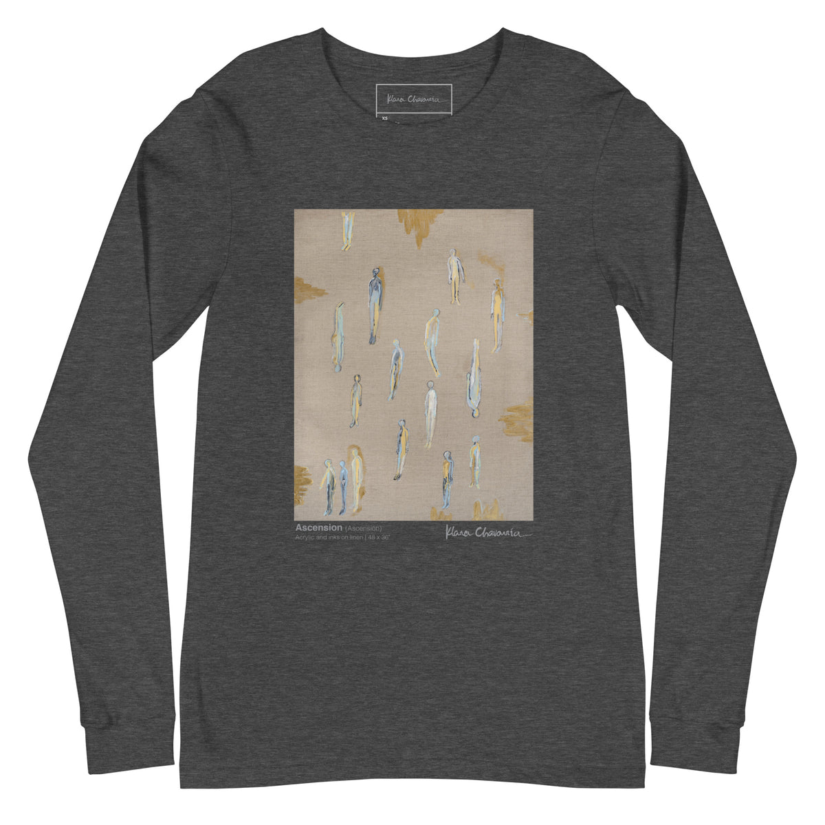 ASCENSION unisex long sleeve tee in Dark Grey Heather – flat front