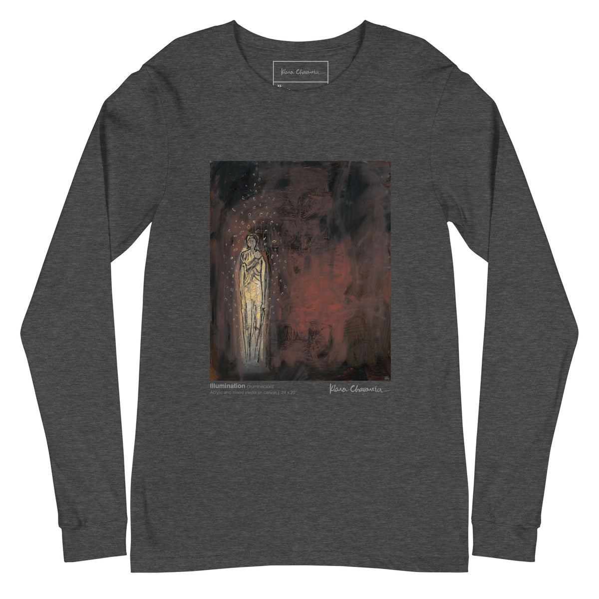 ILLUMINATION unisex long sleeve tee in Dark Grey Heather – flat front