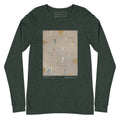 ASCENSION unisex long sleeve tee in Heather Forest – flat front