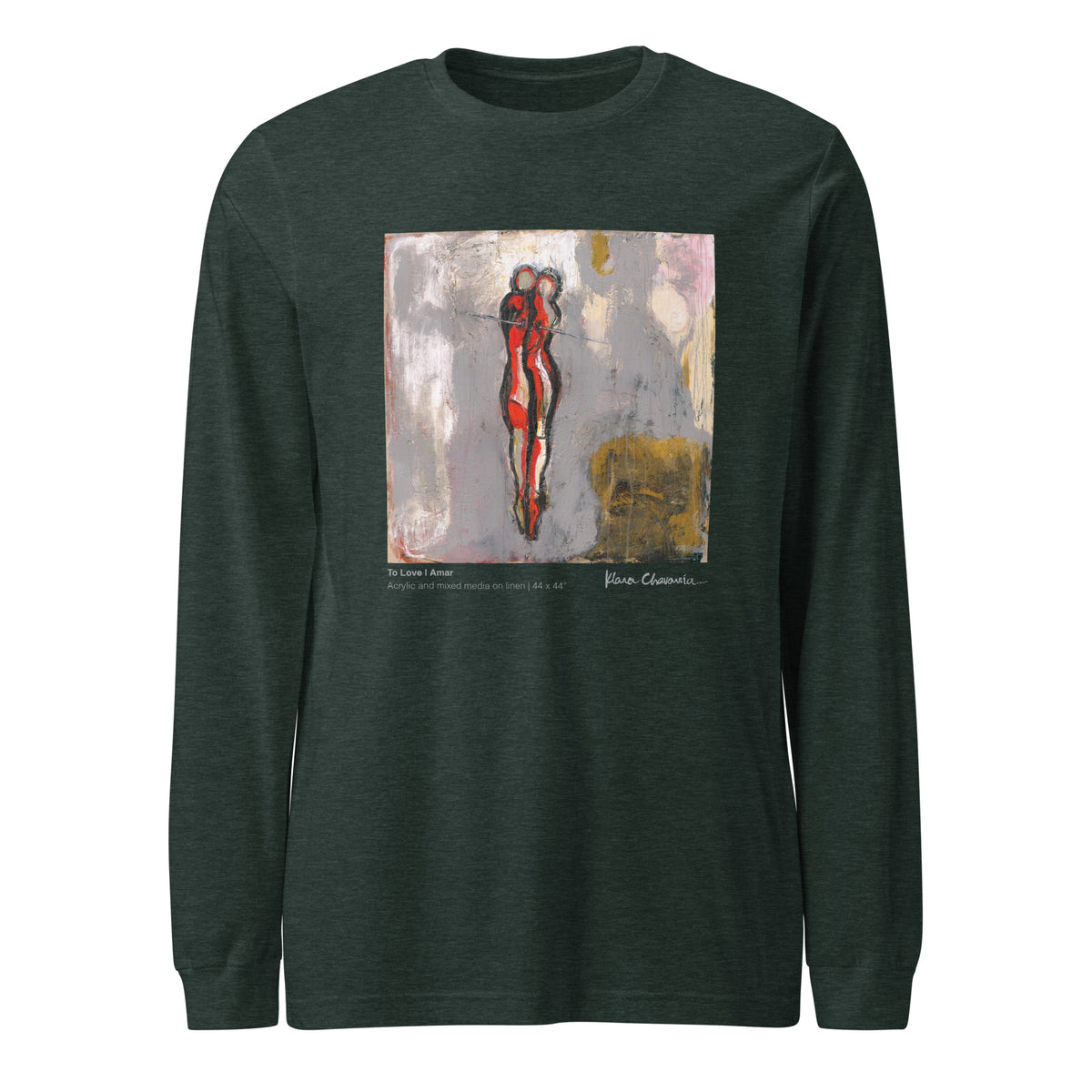 TO LOVE unisex long sleeve tee in Heather Forest – flat front