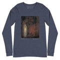 ILLUMINATION unisex long sleeve tee in Heather Navy – flat front