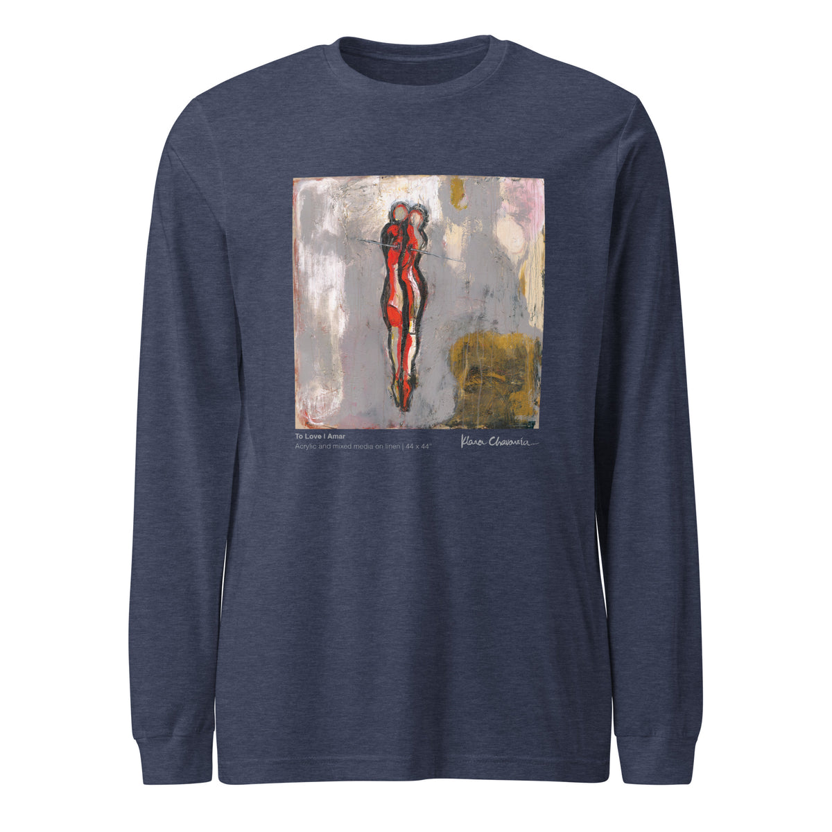 TO LOVE unisex long sleeve tee in Heather Navy – flat front