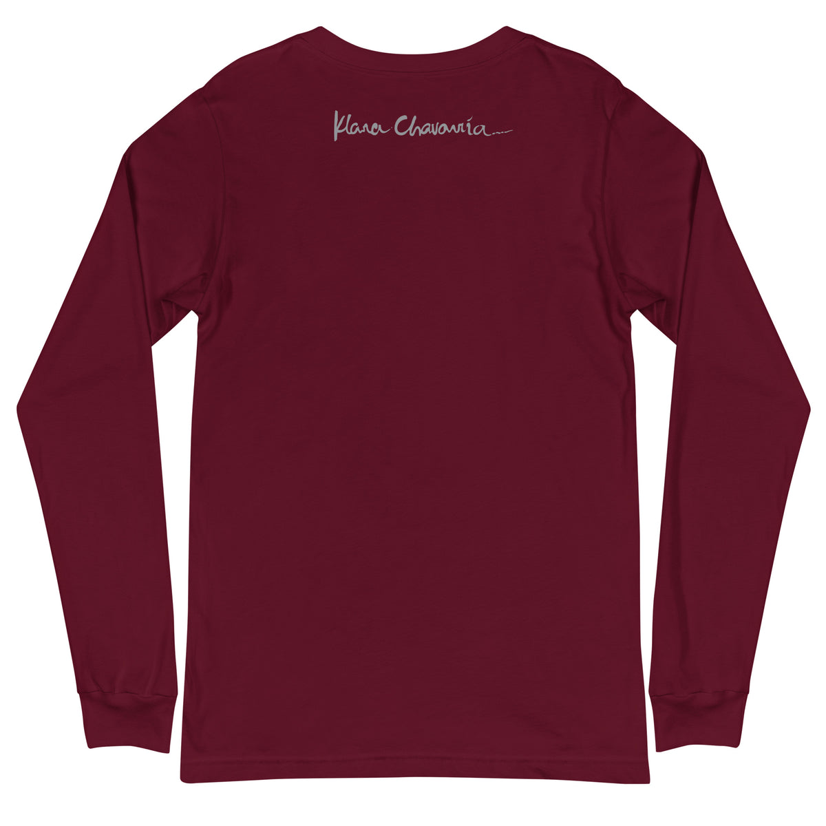 THE LIFE OF A SOUL unisex long sleeve tee in Maroon – flat back