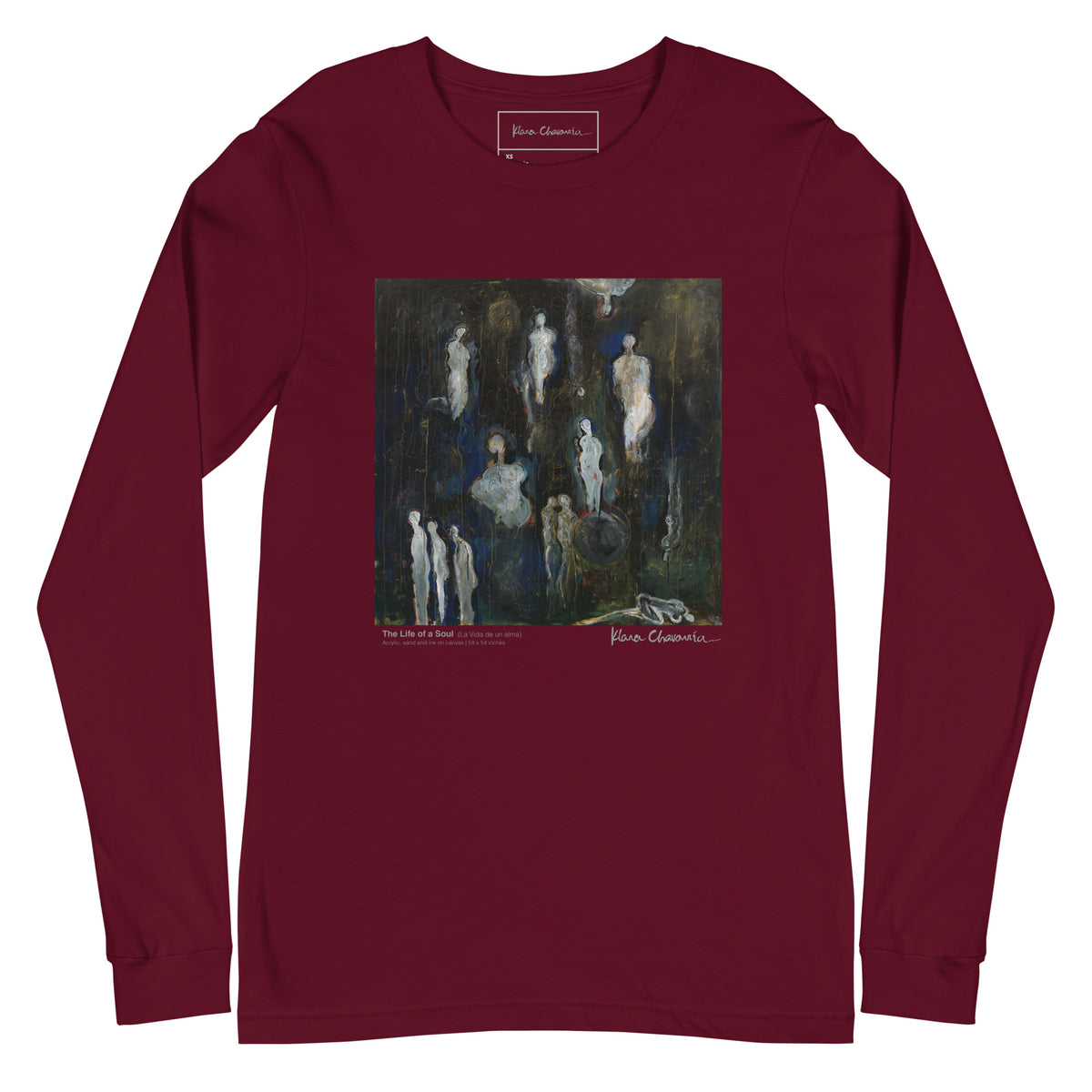 THE LIFE OF A SOUL unisex long sleeve tee in Maroon – flat front