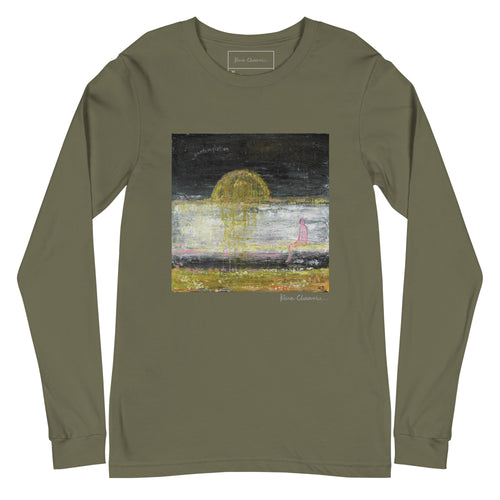 CONTEMPLATION unisex long sleeve tee in Military Green – flat front