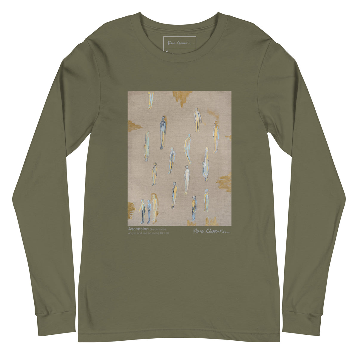 ASCENSION unisex long sleeve tee in Military Green – flat front