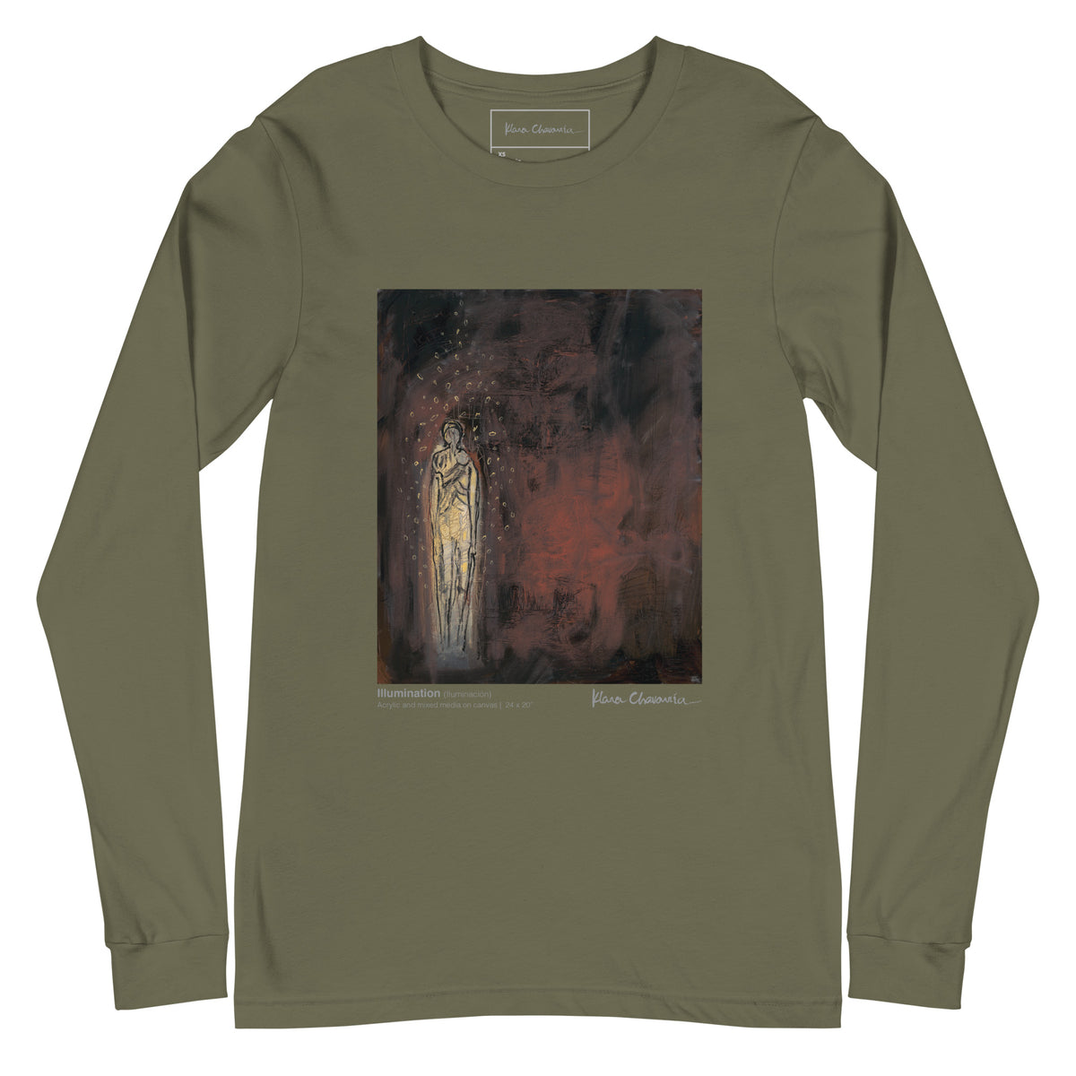 ILLUMINATION unisex long sleeve tee in Military Green – flat front