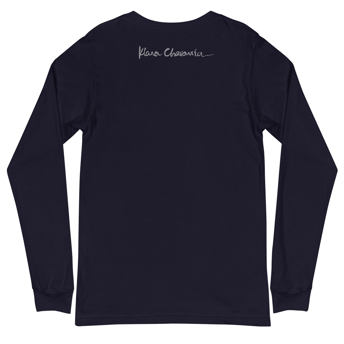 ASCENSION unisex long sleeve tee in Navy – flat back
