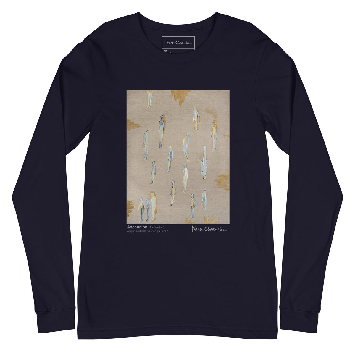 ASCENSION unisex long sleeve tee in Navy – flat front