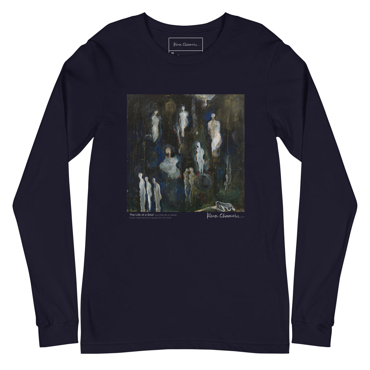 THE LIFE OF A SOUL unisex long sleeve tee in Navy – flat front