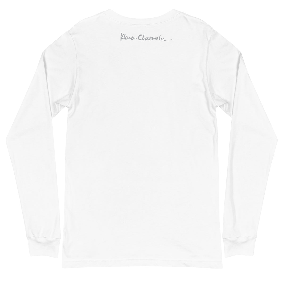 ONCE UPON A TIME... OUR STORY WITH NATURE unisex long sleeve tee in White – flat back