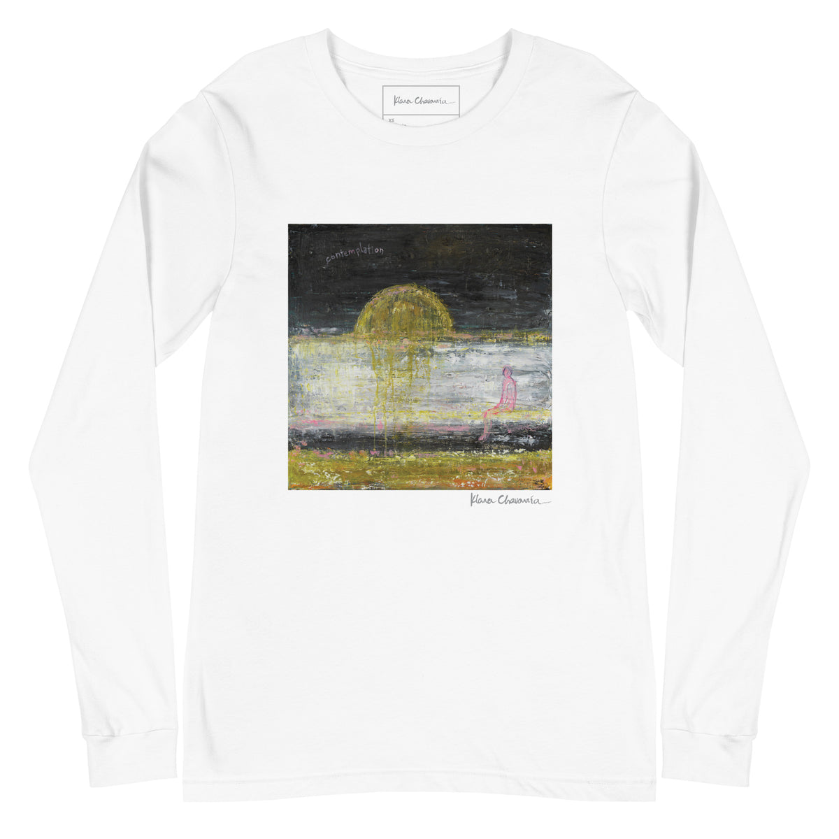 CONTEMPLATION unisex long sleeve tee in White – flat front