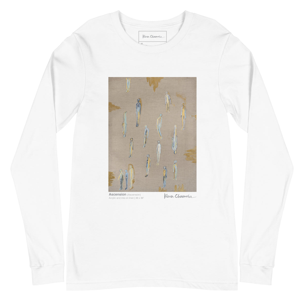 ASCENSION unisex long sleeve tee in White – flat front