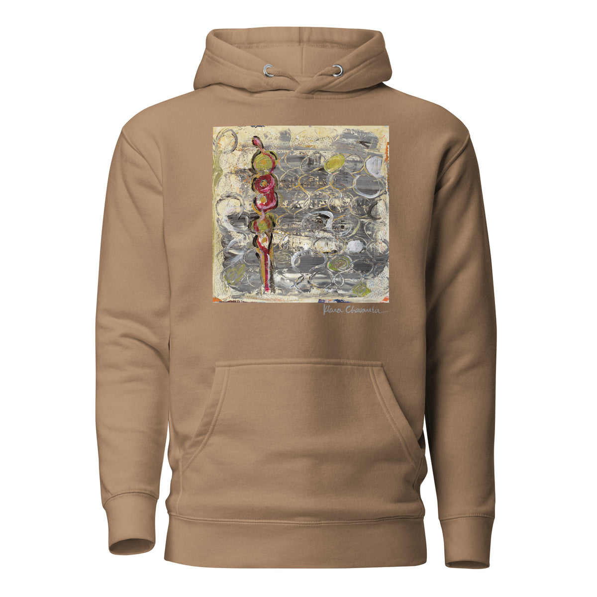 I AM HERE II hoodie – Latte – flat front