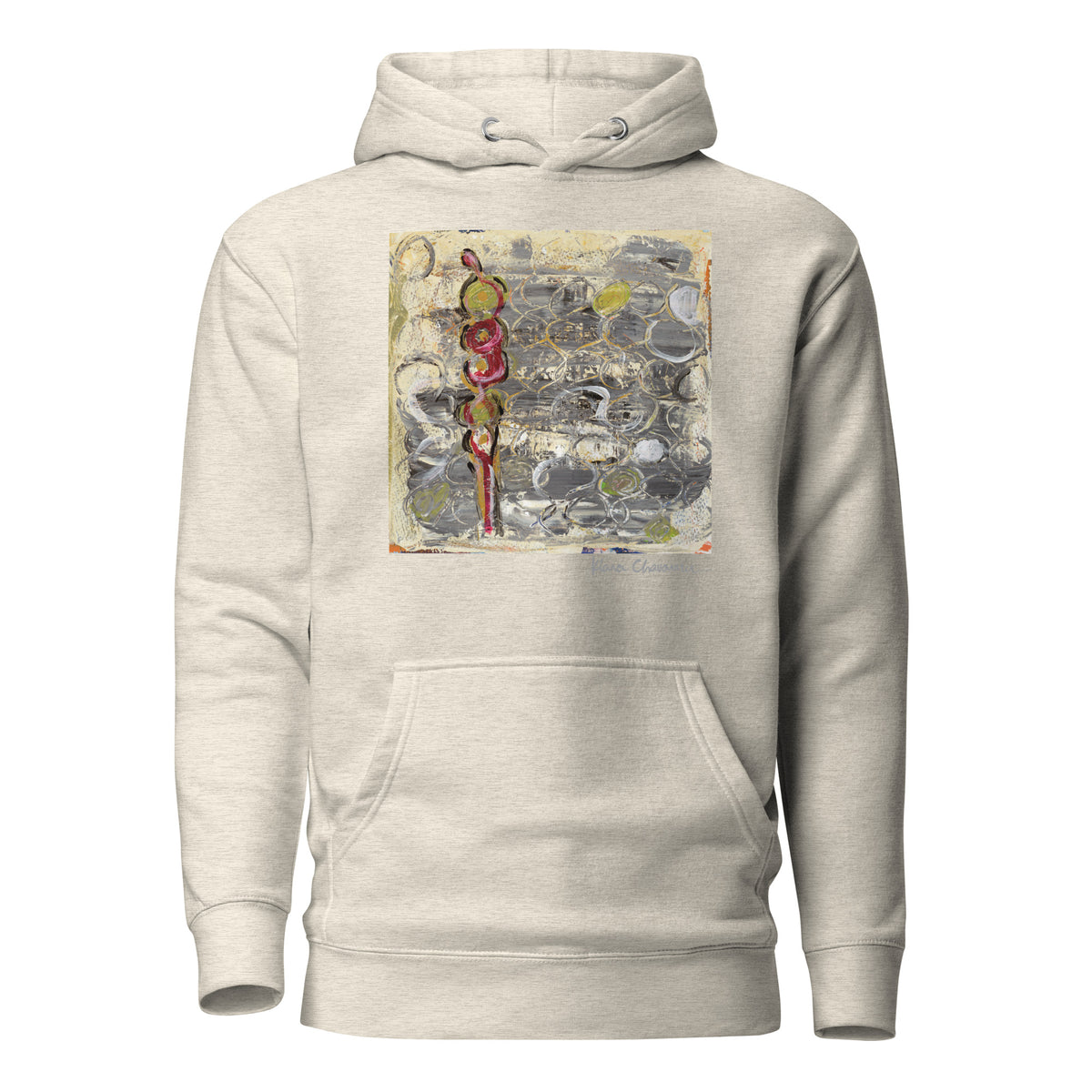 I AM HERE II hoodie – Oatmeal Heather – flat front