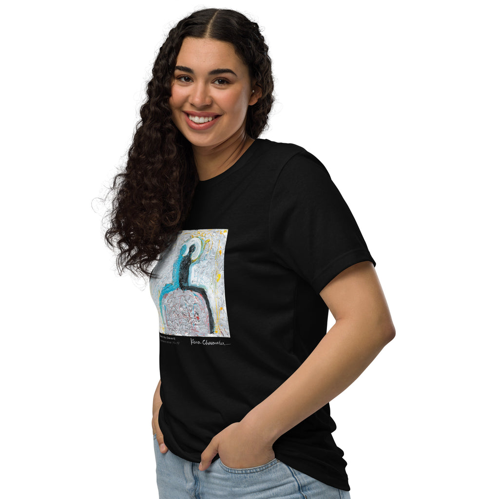I BELIEVE IN YOU unisex eco t-shirt in Black – front on model