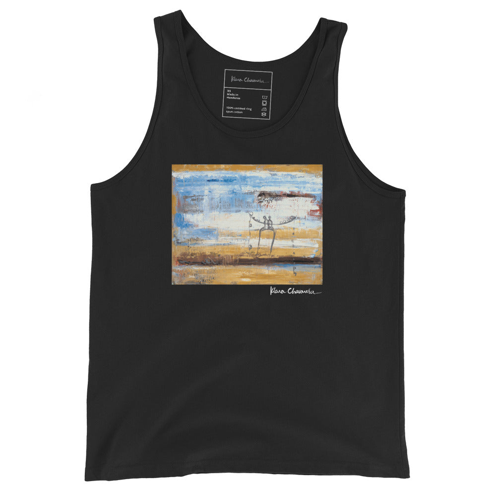 BALANCING LOVE unisex tank top in Black – flat front