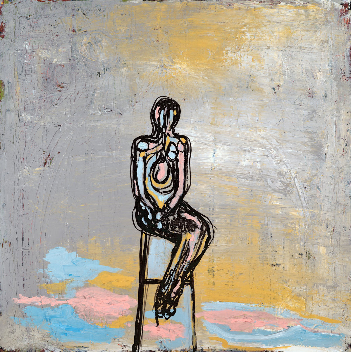 WHY DO I FEEL? (¿Por Qué Siento?), original painting by Klara Chavarría, mixed media and ink on canvas, 2017