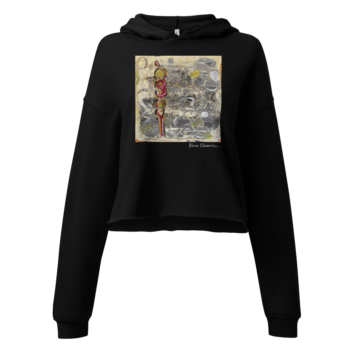 I AM HERE II crop hoodie – Black – flat front