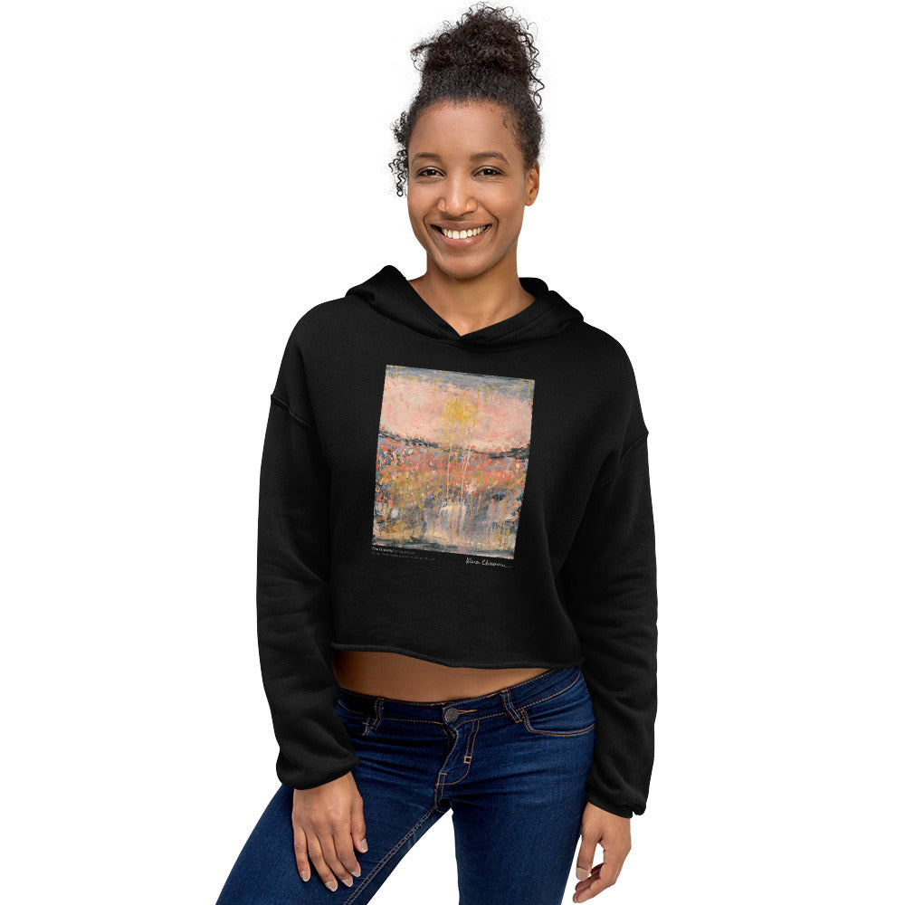 THE GRATEFUL crop hoodie – Black – front on model