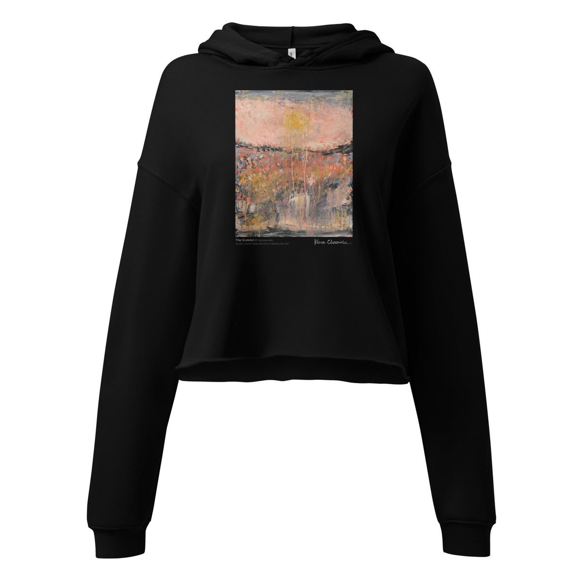 THE GRATEFUL crop hoodie – Black – flat front