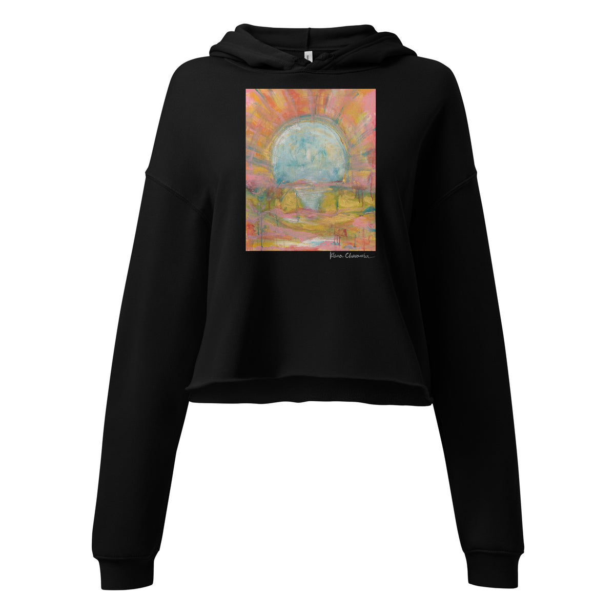 THE COLORS OF LIGHT crop hoodie – Black – flat front