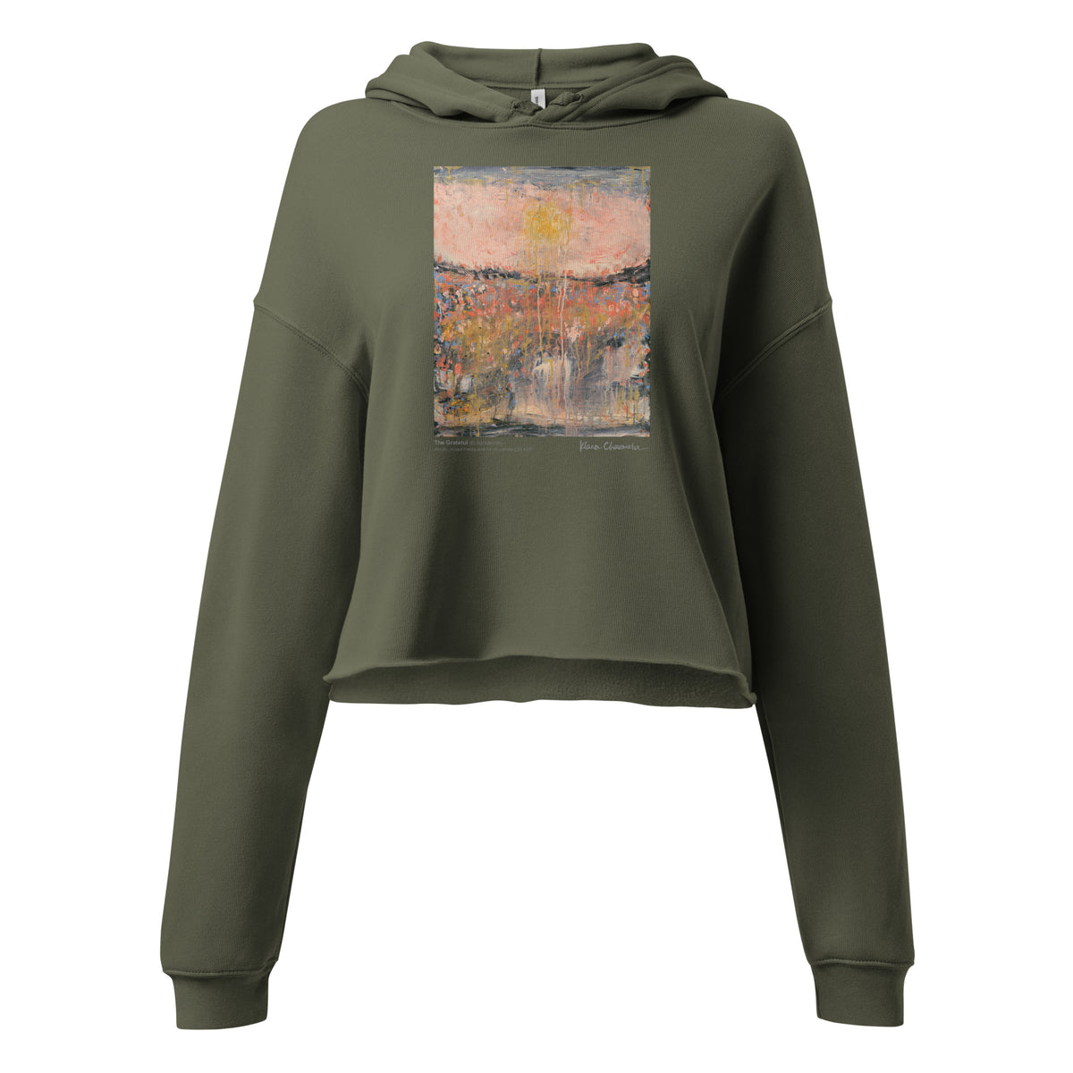 THE GRATEFUL crop hoodie – Military Green – flat front