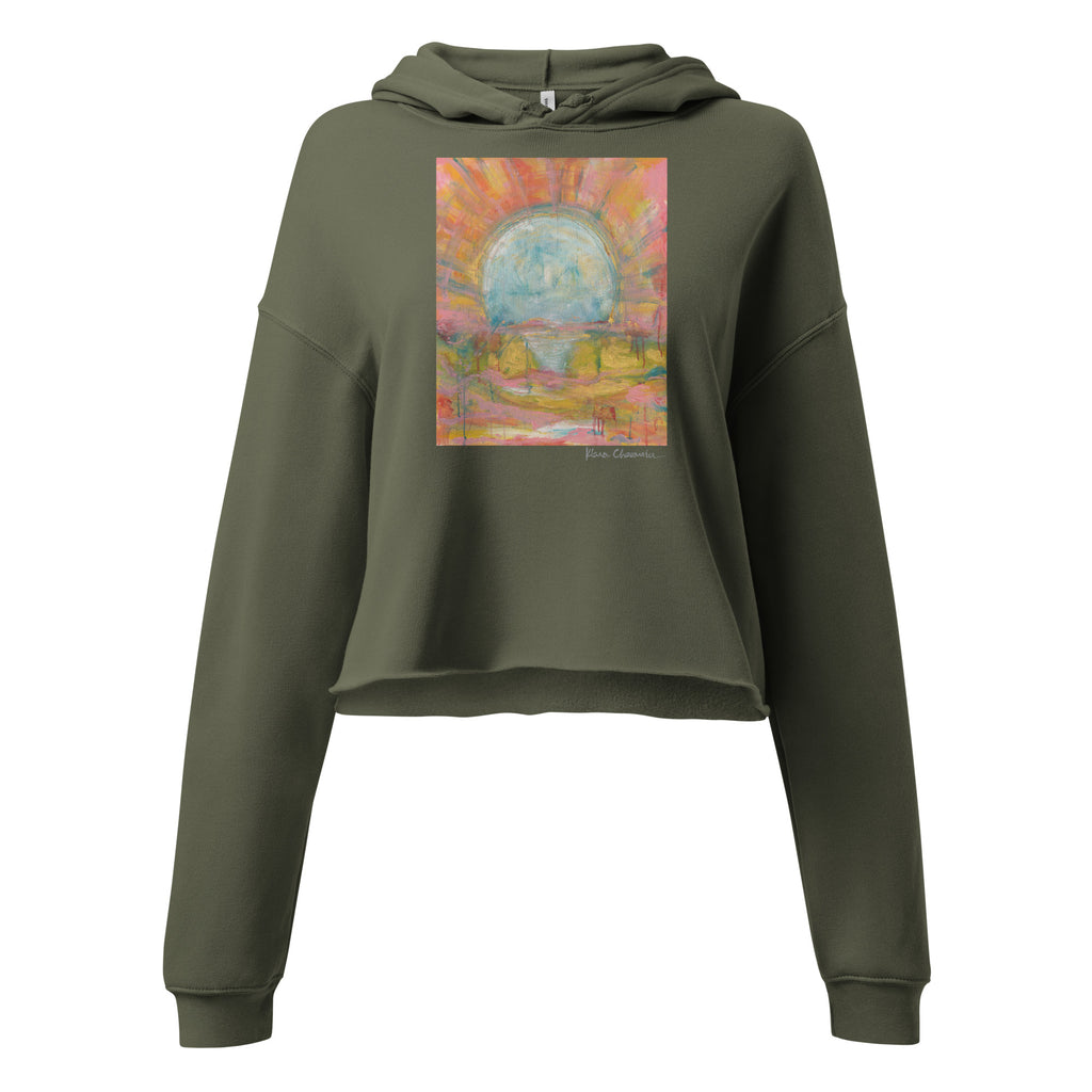 THE COLORS OF LIGHT crop hoodie – Military Green – flat front