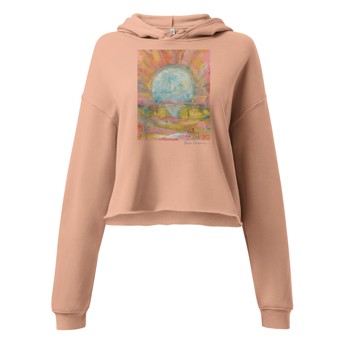 THE COLORS OF LIGHT crop hoodie – Peach – flat front