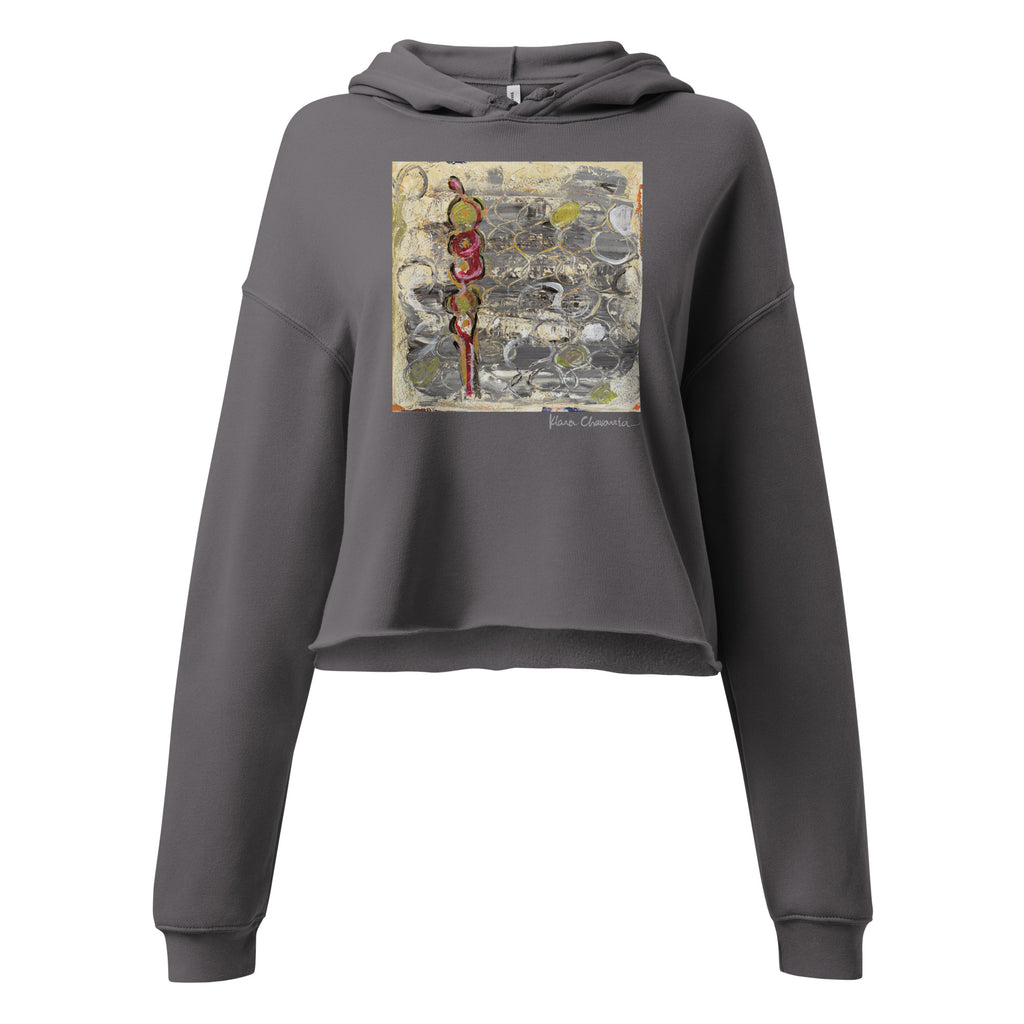I AM HERE II crop hoodie – Storm – flat front