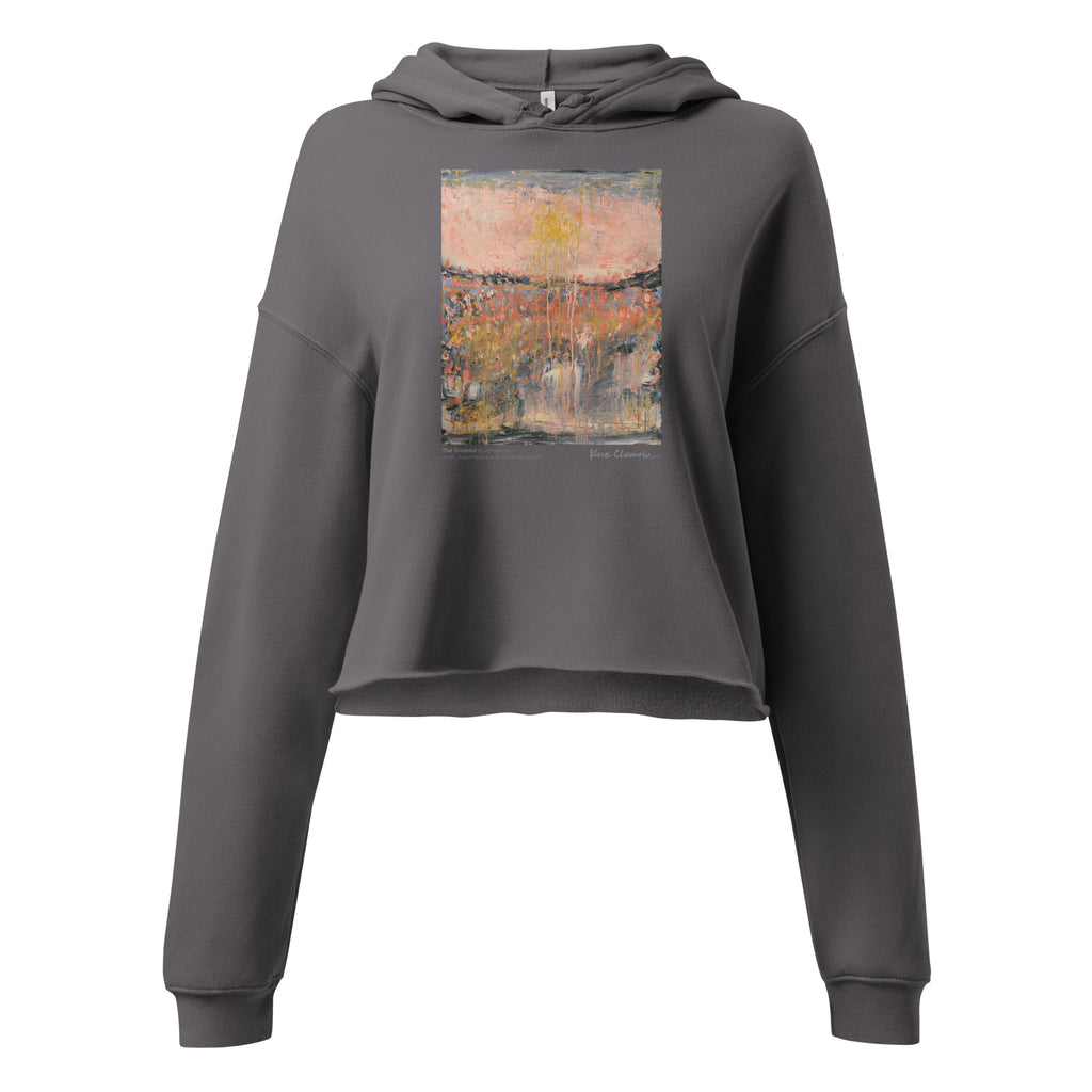 THE GRATEFUL crop hoodie – Storm – flat front