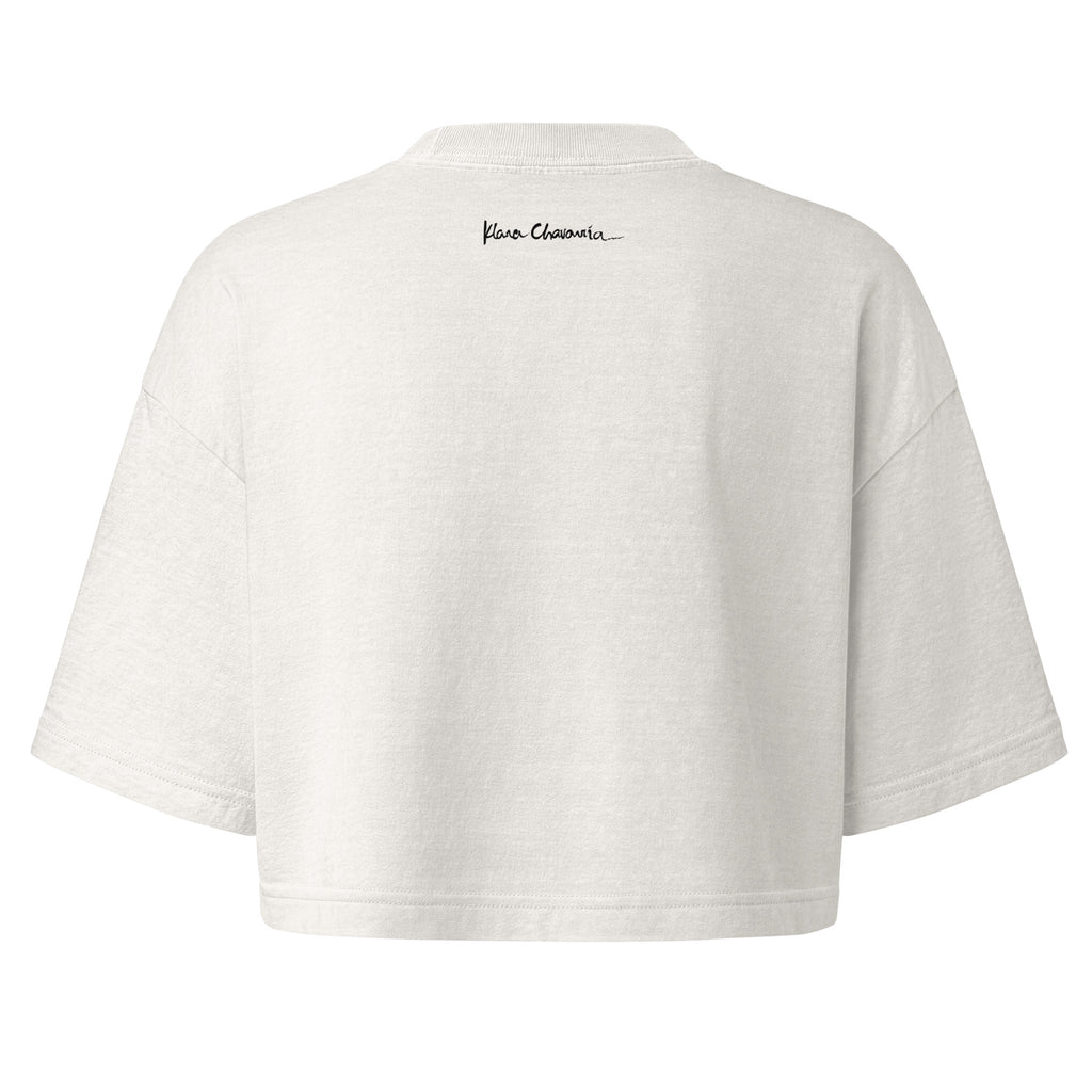 THE UNCONDITIONAL women's garment dye cropped tee in Vintage White – flat back