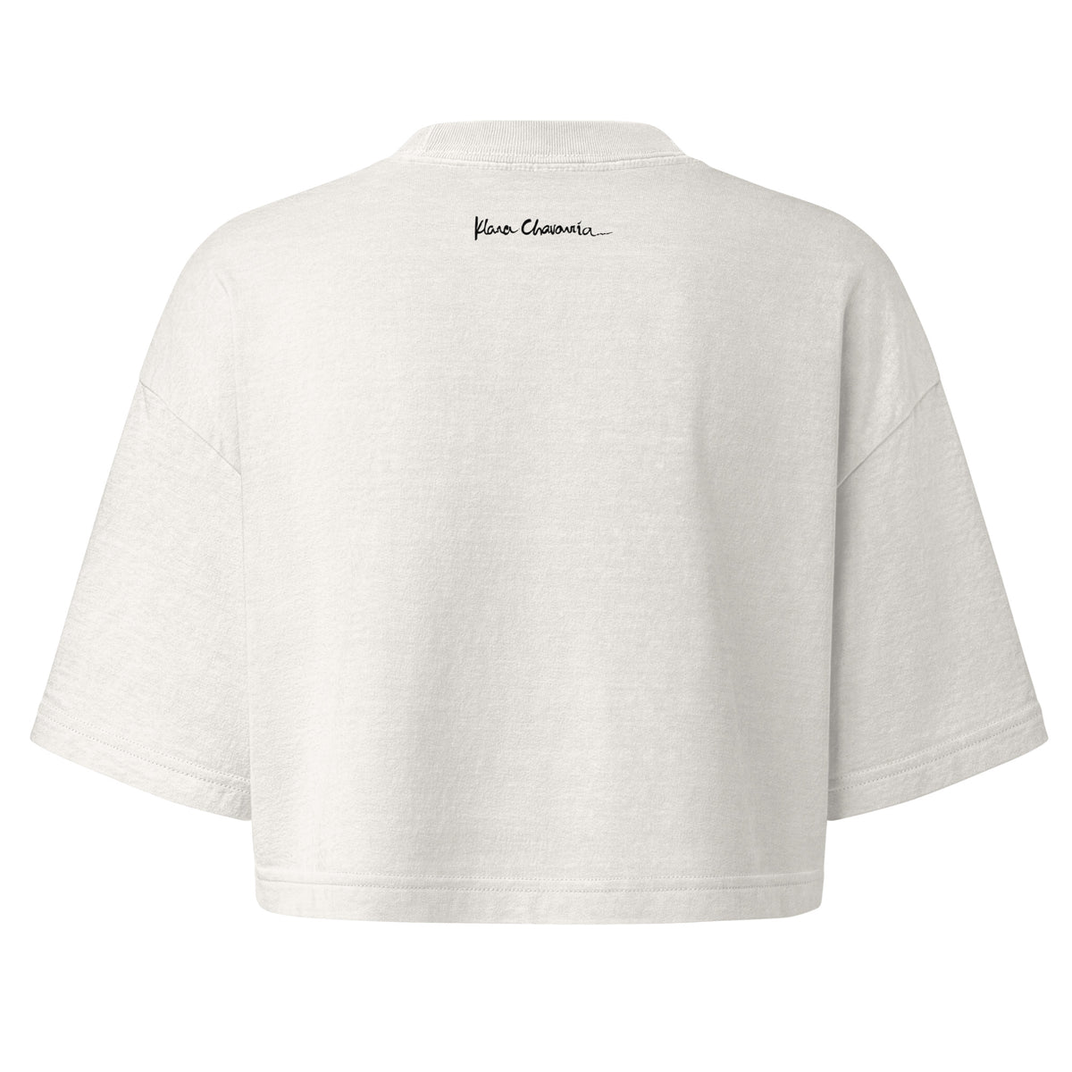 THE UNCONDITIONAL women's garment dye cropped tee in Vintage White – flat back