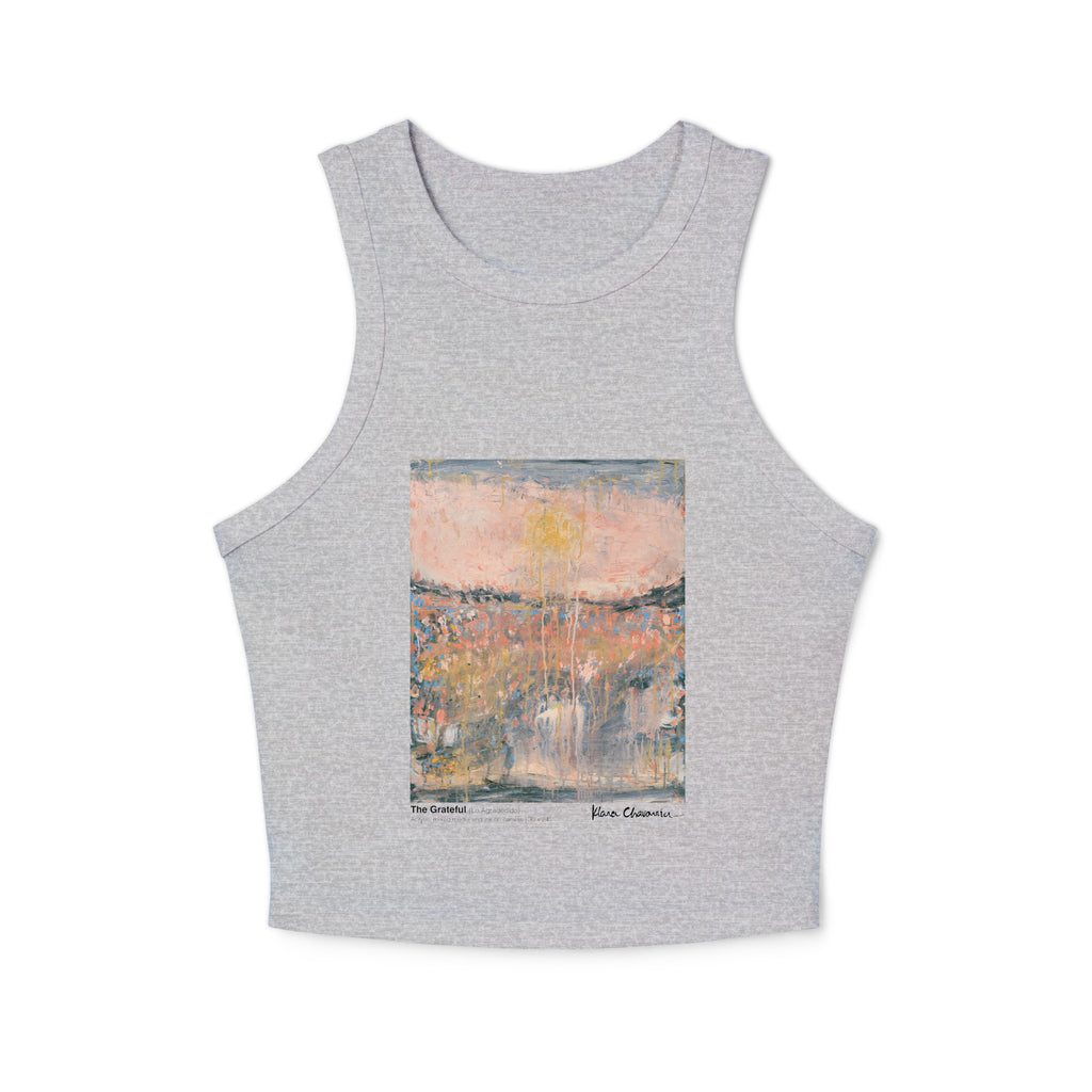 THE GRATEFUL Women's Micro-Rib Racer Tank Top – Athletic Heather – front