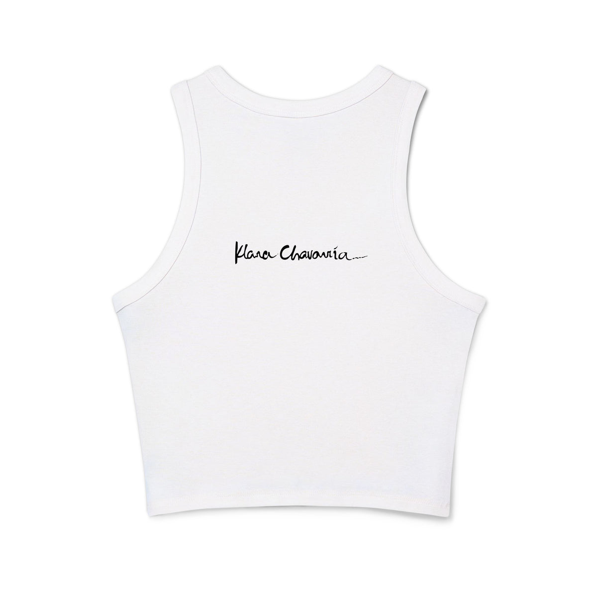 THE GRATEFUL Women's Micro-Rib Racer Tank Top – Solid White Blend – back