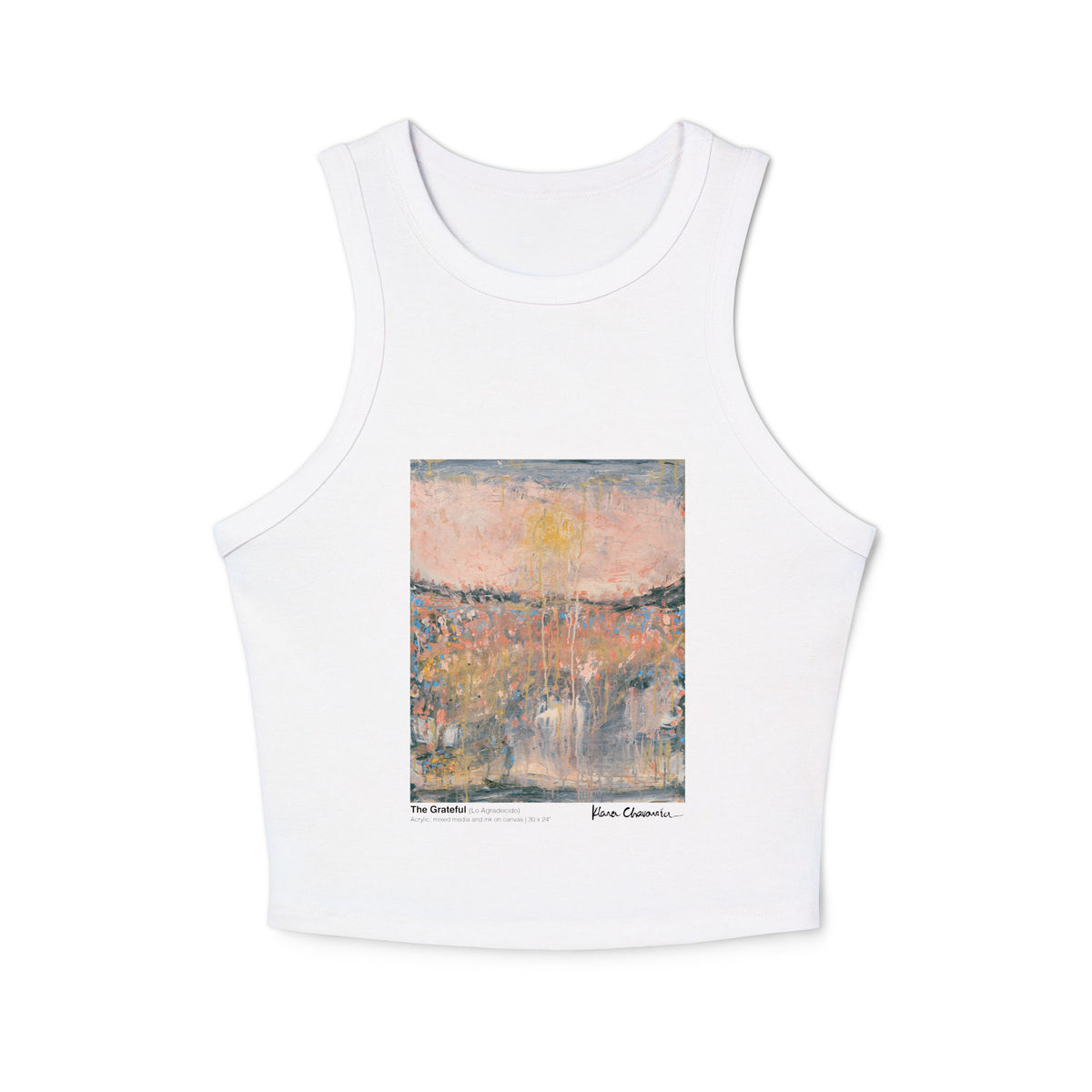 THE GRATEFUL Women's Micro-Rib Racer Tank Top – Solid White Blend – front
