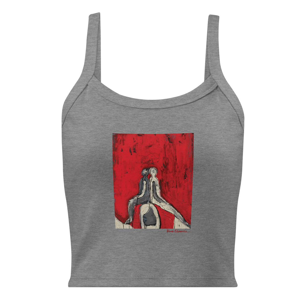 ALL WE SHARE women's micro-rib tank top in Athletic Heather – flat front