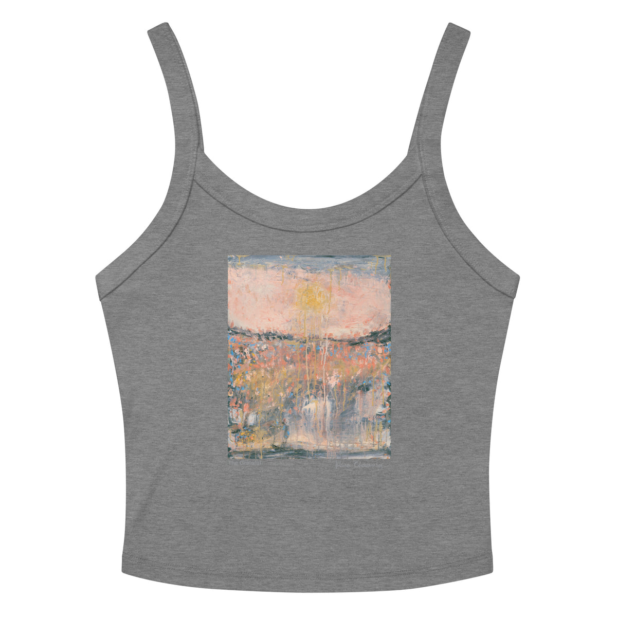 THE GRATEFUL women's micro-rib tank top in Athletic Heather – flat front