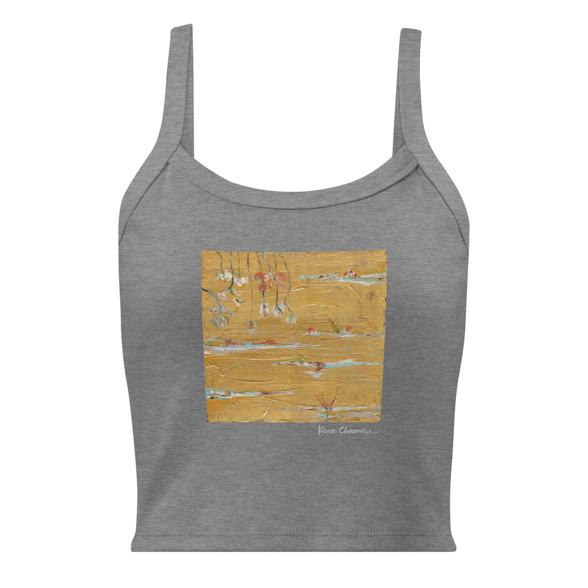 THE UNKNOWN STORIES OF FLOWERS II women's micro-rib tank top in Athletic Heather – flat front