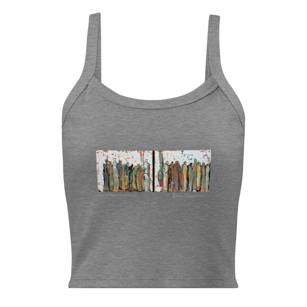 SOCIAL TRANSFORMATION women's micro-rib tank top in Athletic Heather – flat front