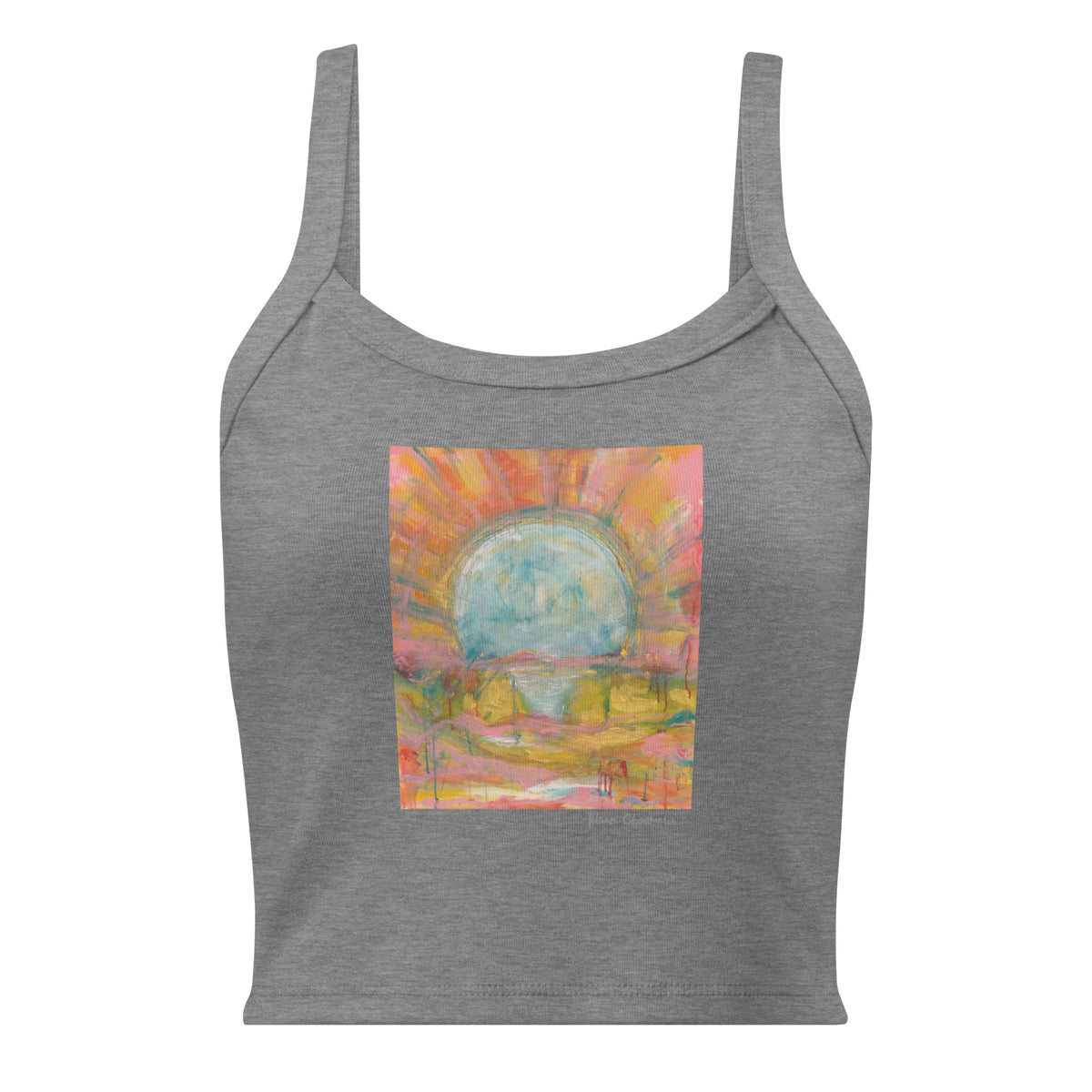 THE COLORS OF LIGHT women's micro-rib tank top in Athletic Heather – flat front