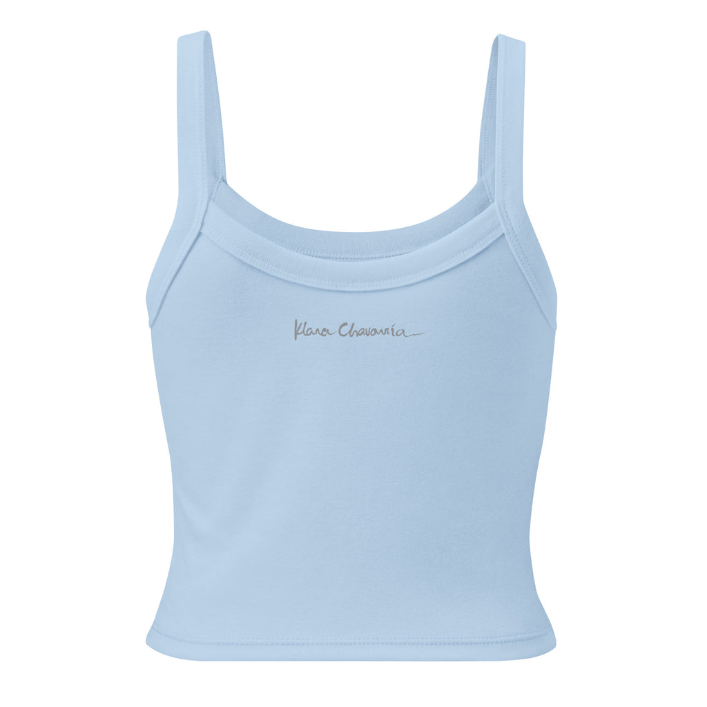 ALL WE SHARE women's micro-rib tank top in Solid Baby Blue Blend – flat back
