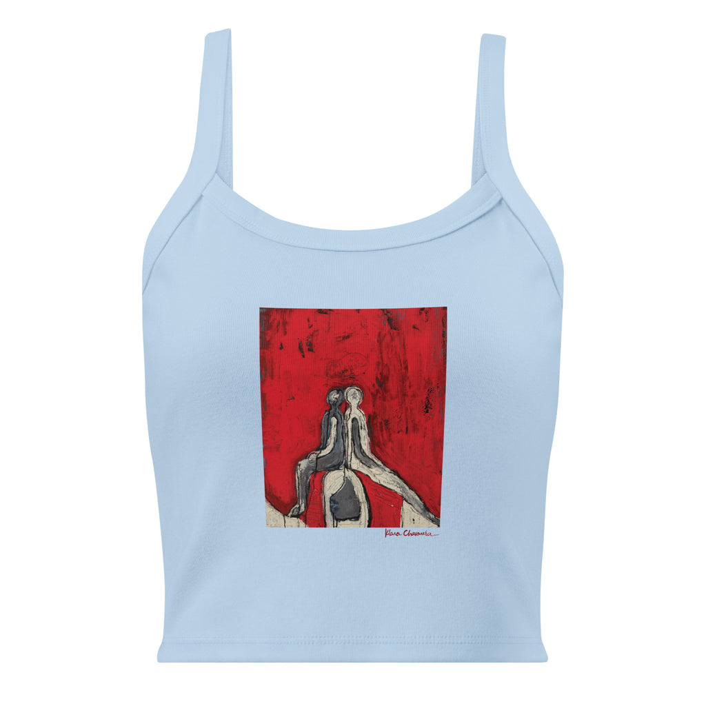ALL WE SHARE women's micro-rib tank top in Solid Baby Blue Blend – flat front