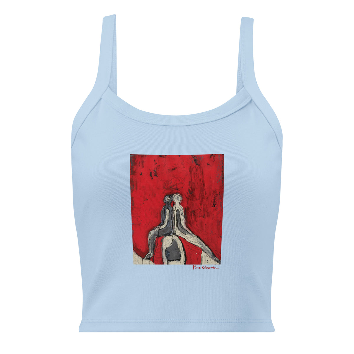 ALL WE SHARE women's micro-rib tank top in Solid Baby Blue Blend – flat front