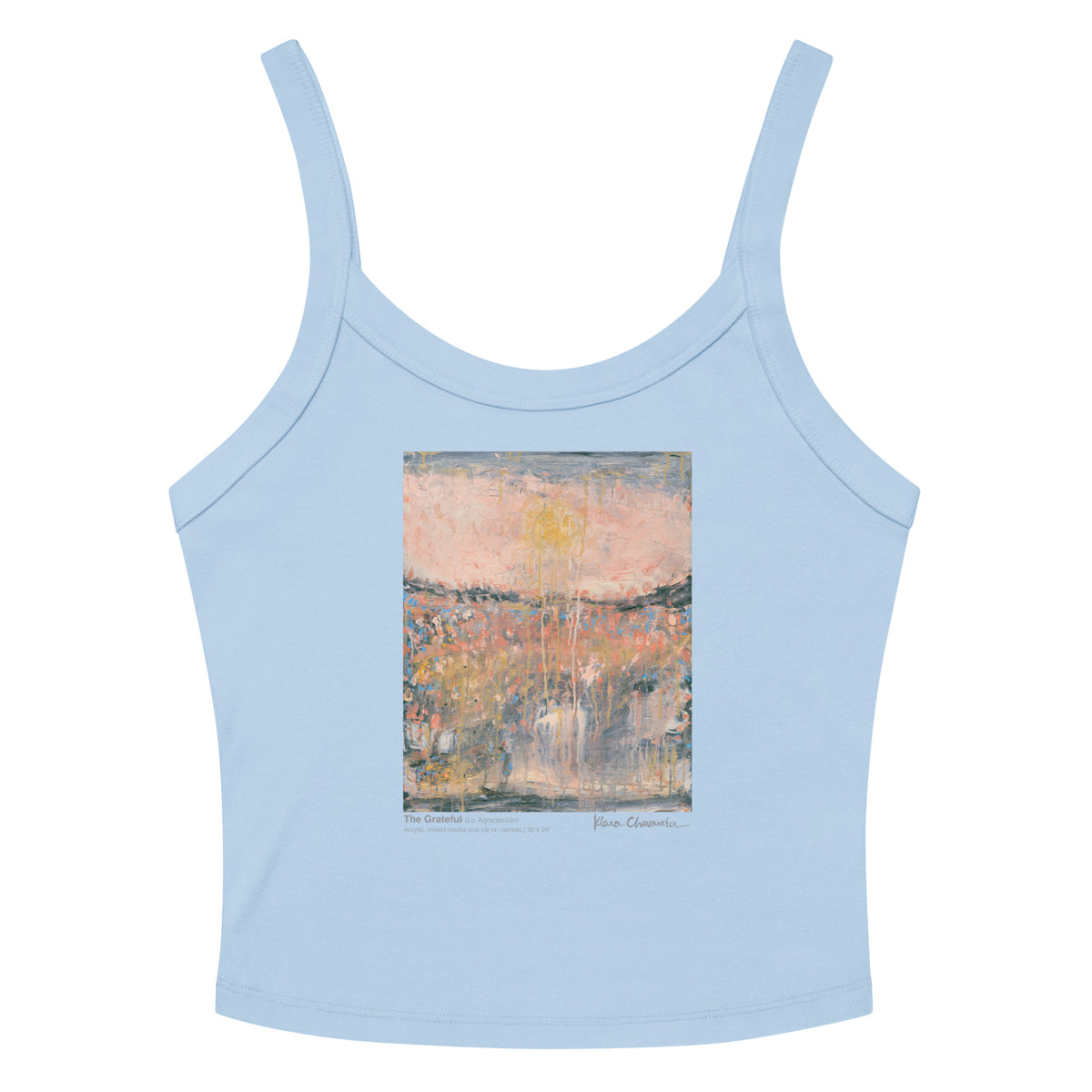 THE GRATEFUL women's micro-rib tank top in Solid Baby Blue Blend – flat front