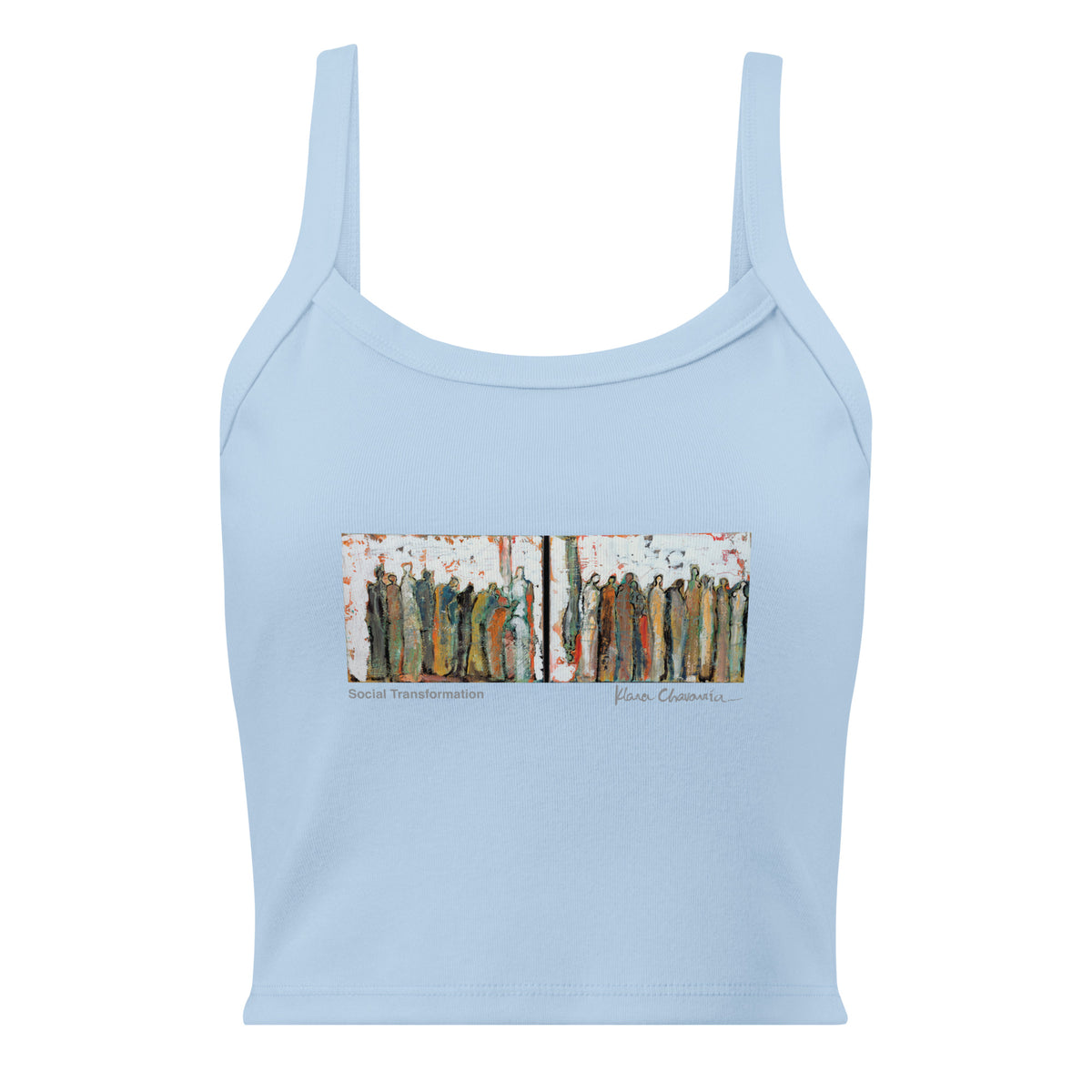 SOCIAL TRANSFORMATION women's micro-rib tank top in Solid Baby Blue Blend – flat front