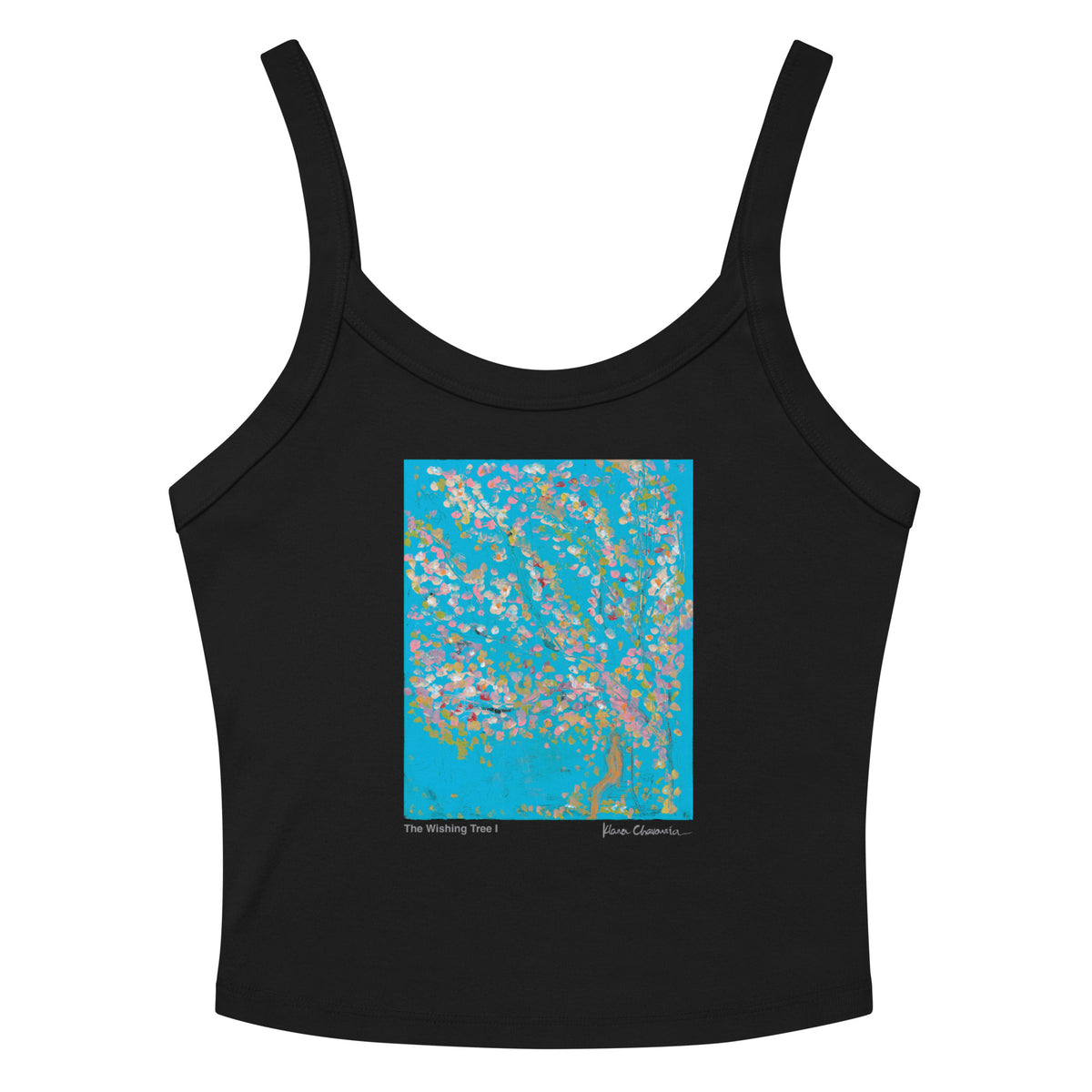 THE WISHING TREE I women's micro-rib tank top in Solid Black Blend – flat front