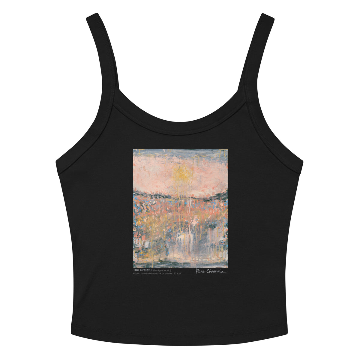 THE GRATEFUL women's micro-rib tank top in Solid Black Blend – flat front